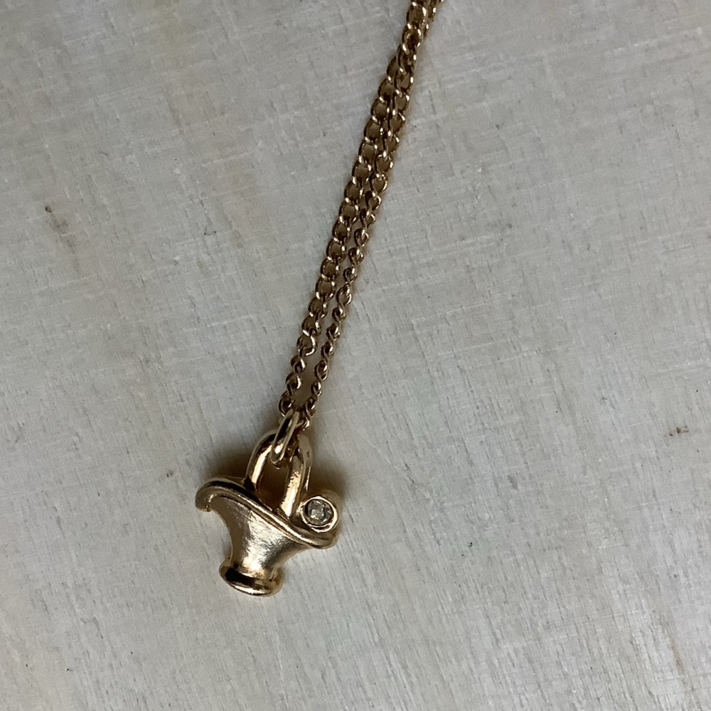 New vintage mini flower basket pendant necklace
